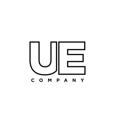 Moda harfi U ve E, UE logo tasarım şablonu. Şirket kimliği için asgari monogram tabanlı logotype.
