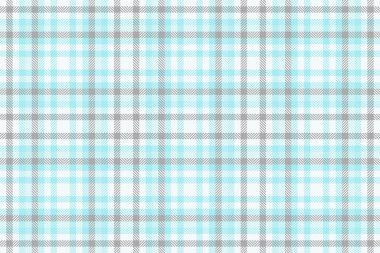 Beyaz ve cyan renklerinde doku kumaş arka plan vektörüyle desen denetimi ekoseli Tartan tekstil dikişsiz.
