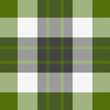 Arkaplan ekoseli vektör tekstil desenli ve limon ve beyaz renkli tartan kumaşlı..