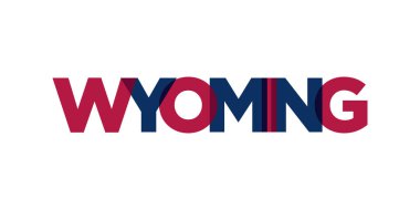 Wyoming, ABD tipografi tasarımı. Baskı ve web ürünleri için grafik şehir harfleriyle Amerika logosu.