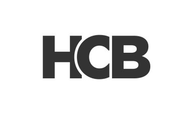 Güçlü ve modern kalın metinli HCB logo tasarım şablonu. Basit ve minimal tipografi içeren ilk tabanlı vektör logosu. Moda şirket kimliği.