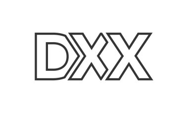 DXX logo tasarım şablonu güçlü ve modern kalın metinlerle. Basit ve minimal tipografi içeren ilk tabanlı vektör logosu. Moda şirket kimliği.