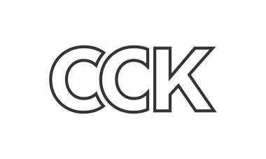 Güçlü ve modern kalın metin ile CCK logo tasarım şablonu. Basit ve minimal tipografi içeren ilk tabanlı vektör logosu. Moda şirket kimliği.