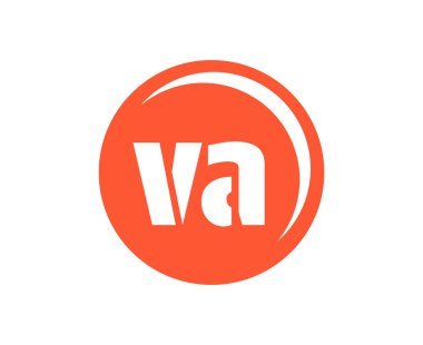 VA spor amblemi ya da takım logosu. Top dükkanı, spor şirketi, eğitim ve kulüp rozeti için V ve A harflerinin kombinasyonlu top logosu..