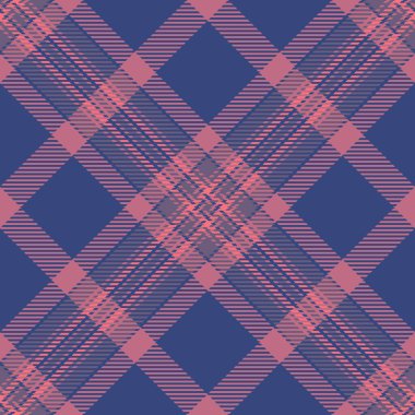 İpliksiz arka plan kumaşı, el yapımı ekoseli tartan. Yağ bezi deseni kırmızı ve mavi renklerde tekstil vektörü.