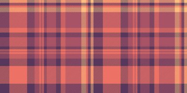 Kırsal tekstil kusursuz arka plan, rota kontrol vektör deseni. Pantolon deseni kumaş kumaş ekoseli kırmızı ve mor renkli..