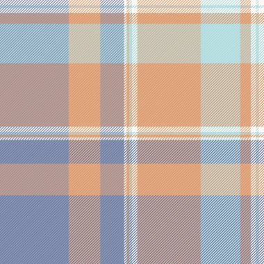 Yarı vektör desenli tartan, ekoseli kumaş reklamı. Yatak odası kumaşı arka plan taraması Turuncu ve açık renkli tekstil.