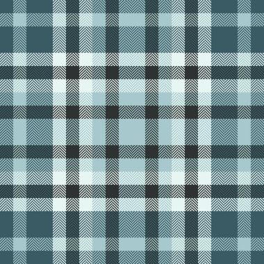 Kusursuz kumaş vektörü, klan desenli tartan dokusu. Çağdaş arkaplan kontrolü Pastel ve cyan renklerinde tekstil ekoseli.