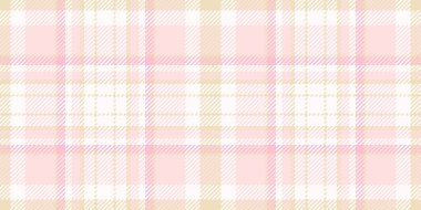 Evde tartan kontrolü, boya vektör kumaş dokusu. Daire desenli ekose kumaş. Beyaz ve sisli gül rengi..