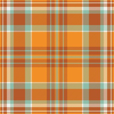 Makarna desenli arka plan, ekoseli dikişsiz kontrol. Servis tekstil dokusu turuncu ve pastel renklerde.