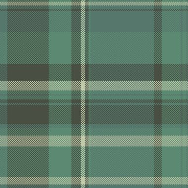 Efekt tartan, minimalist kumaş dikişsiz. Pastel ve yeşil renklerde serbest doku vektör deseni tekstili.