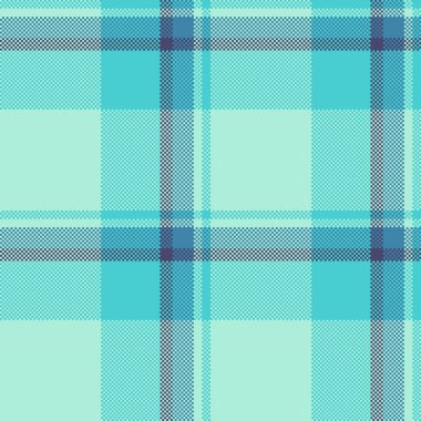 Aydınlık ve orta turkuaz renklerde desenli kumaş vektör kontrollü dikdörtgen arkaplan tartanın tekstil dokusu.