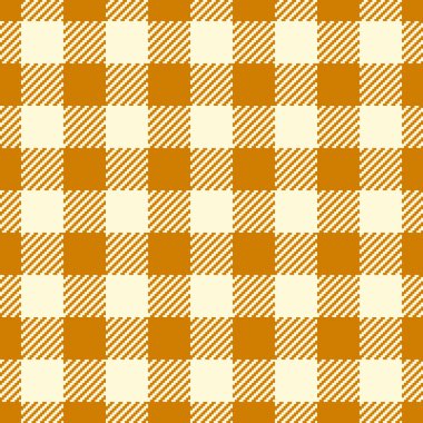 Üst kusursuz şablon, tam desenli arka plan ekoseli. İğrenç tekstil vektörü kehribar ve mısır ipeği renginde ekose kumaş.