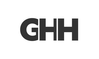 Güçlü ve modern kalın metinlerle GHH logo tasarım şablonu. Basit ve minimal tipografi içeren ilk tabanlı vektör logosu. Moda şirket kimliği.