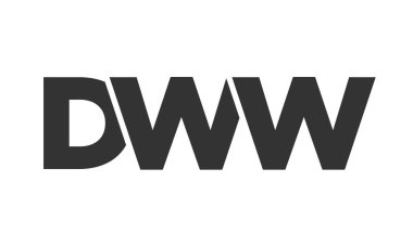 DWW logo tasarım şablonu güçlü ve modern kalın metinlerle. Basit ve minimal tipografi içeren ilk tabanlı vektör logosu. Moda şirket kimliği.