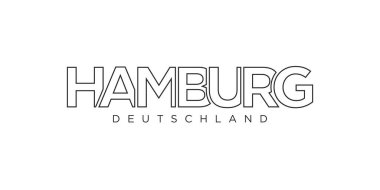 Hamburg Deutschland, modern ve yaratıcı vektör illüstrasyon tasarımı. Almanya şehri seyahat afişleri, posterler, web ve kartpostallar için tasarlanmıştır..