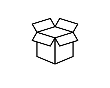 Teslimat vektör simgesi. Kargo karton kutu simgeleri. Karton paket imzalama çizgisi geometrik şekilleri.
