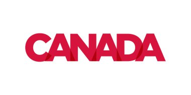 Kanada 'da basım ve ağ için amblem. Tasarım, modern yazı tipinde cesur tipografiye sahip geometrik stil, vektör illüstrasyonuna sahiptir. Beyaz arkaplanda izole edilmiş grafiksel slogan harfleri.