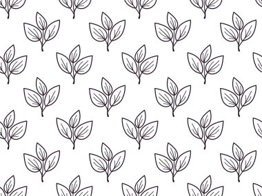 El çizimi çiçek desenli vektör tasarımı. Bitki ve yaprak ile basit bir süs. Kumaş baskı kumaşı.