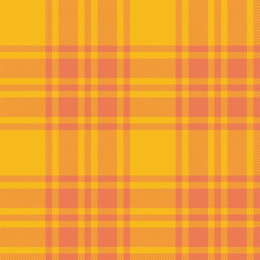 Ekose desenli turuncu. Kumaş dokusunu kontrol et. Vektör tekstil baskı tasarımı.