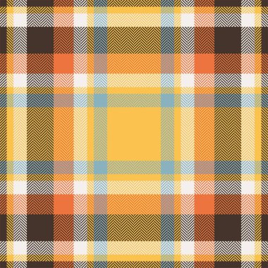 Ekose kontrol deseni turuncu ve kırmızı renklerde. Kusursuz kumaş dokusu. Tartan tekstil baskı tasarımı.