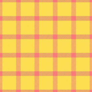 Kurdele arka plan kontrol vektörü, yaratıcı tartan tekstil deseni. Dikensiz ekose kumaş dokusu sarı ve kırmızı renkte..