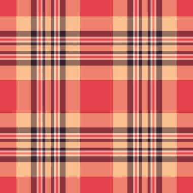 Kırmızı ve turuncu renklerde ekose kumaş desenli ekose desenli desenli desenlerin vektör tekstil kontrolü.