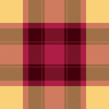 Kehribar ve kırmızı renklerde vektör arkaplan tekstil kontrollü kumaştan desenli ekose kumaş.