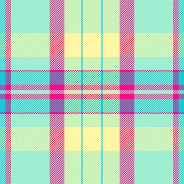 Kapalı arka plan kontrol vektörü, tek tartan tekstil dikişsiz. Punk ekose kumaş deseni nane ve sarı renklerde.