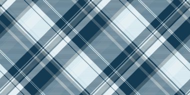 Yol dokusu kontrolü, ekose kumaş ticareti. Ponço kumaş arka plan vektörü cyan ve pastel kar renginde pürüzsüz.