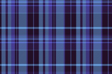 Karmaşık tekstil tartan kontrolü, boyutsal kumaş dikişsiz desen. Ekose vektör arkaplan dokusu mavi ve siyah renklerde.