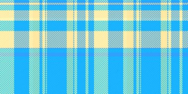 Kusursuz ekose kumaş, üretim tekstil kontrolü. İskoçya vektör desenli tartan desen derin gökyüzü mavi ve cyan renkli.