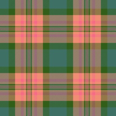 Kırmızı ve yeşil renkli ekose vektör tartan kumaşlı tekstil denetim arkaplanının kusursuz deseni.