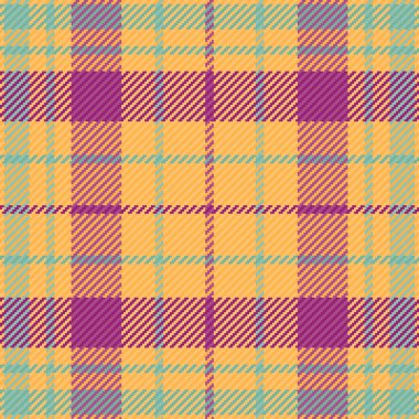Hippi kumaşlı ekose kumaş, model tartan kumaş. Kehribar ve pembe renkte sonbahar vektörsüz doku arkaplanı.