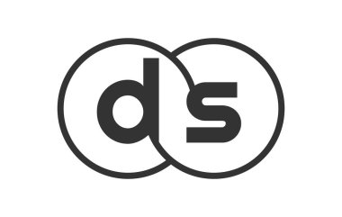 DS şirketinin amblemi, ana hatları yuvarlak ve D harfleri ile marka kimliği için birleştirilmiş iki dairenin şablonu, logotype. Vektör Sonsuzluk sembolü