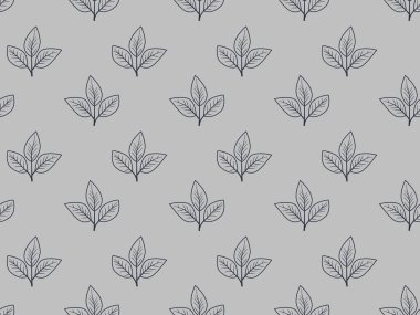 El çizimi çiçek desenli vektör tasarımı. Bitki ve yaprak ile basit bir süs. Kumaş baskı kumaşı.