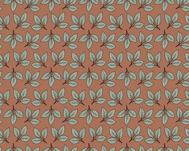 El çizimi çiçek desenli vektör tasarımı. Bitki ve yaprak ile basit bir süs. Kumaş baskı kumaşı.