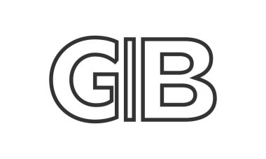 GIB logo tasarım şablonu güçlü ve modern kalın metinlerle. Basit ve minimal tipografi içeren ilk tabanlı vektör logosu. Moda şirket kimliği.