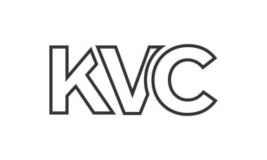KVC logo tasarım şablonu güçlü ve modern kalın metin ile. Basit ve minimal tipografi içeren ilk tabanlı vektör logosu. Moda şirket kimliği.