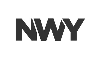 NWY logo tasarım şablonu güçlü ve modern kalın metinlerle. Basit ve minimal tipografi içeren ilk tabanlı vektör logosu. Moda şirket kimliği.