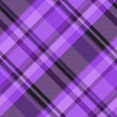 Törensel kumaş özgeçmiş kontrolü, reklam vektör desenli tartan. Asillik dokusu, mor ve siyah renklerde kusursuz ekoseli kumaş..