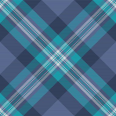 Mavi ve cyan renklerinde kumaş arkaplan tekstil ekoseli vektörsüz denetim deseni.