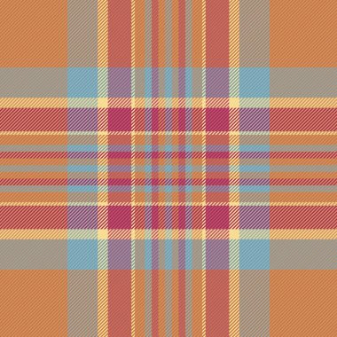 Ekran şablonu kontrol arkaplanı, ekose vektörleri kusursuz karıştır. Yün tekstil kumaş turuncu ve kırmızı renkli..