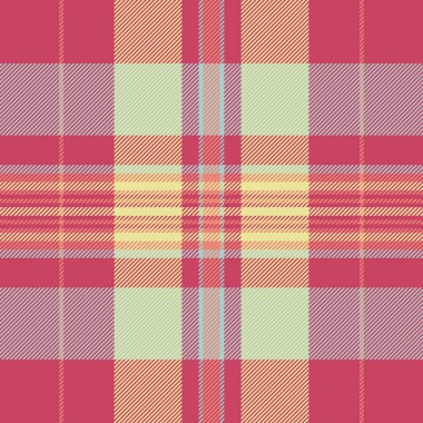 Kırmızı ve açık renkli vektör tekstil dokusuna sahip arka plan denetim deseninin kumaş tartsız hali.