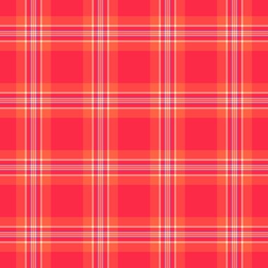 Gingham doku taraması, ekose kumaş örneği. Kanadalı vektör tartan tekstil. Kırmızı ve pembe renklerde kusursuz..