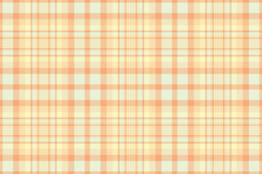 1970 'lerin desenli ekoseli, yumuşacık kumaşlı kumaşı. Açık ve turuncu renklerde sanat dokusu tartan arkaplan vektörü.