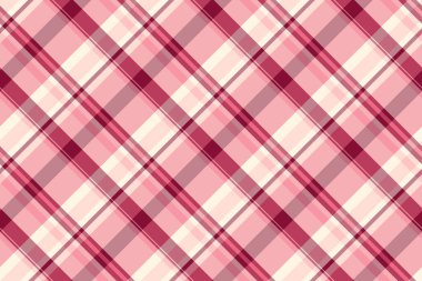 İzole arka plan ekose kumaş, fabrika pürüzsüz desenli tekstil. Romantik doku tartan kontrol vektörü kırmızı ve açık renk.