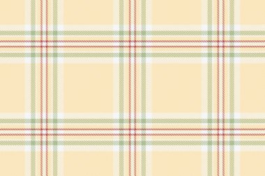 Tekstil kumaş arkaplanının eklemsiz vektörü açık ve beyaz renklerde tartan desen kontrolü.