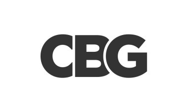 Güçlü ve modern kalın metinli CBG logo tasarım şablonu. Basit ve minimal tipografi içeren ilk tabanlı vektör logosu. Moda şirket kimliği.