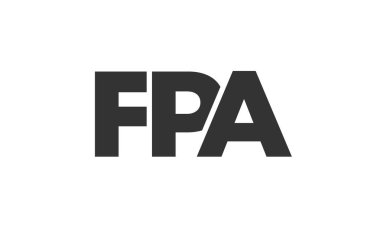 FPA logo tasarım şablonu güçlü ve modern kalın metinlerle. Basit ve minimal tipografi içeren ilk tabanlı vektör logosu. Moda şirket kimliği.
